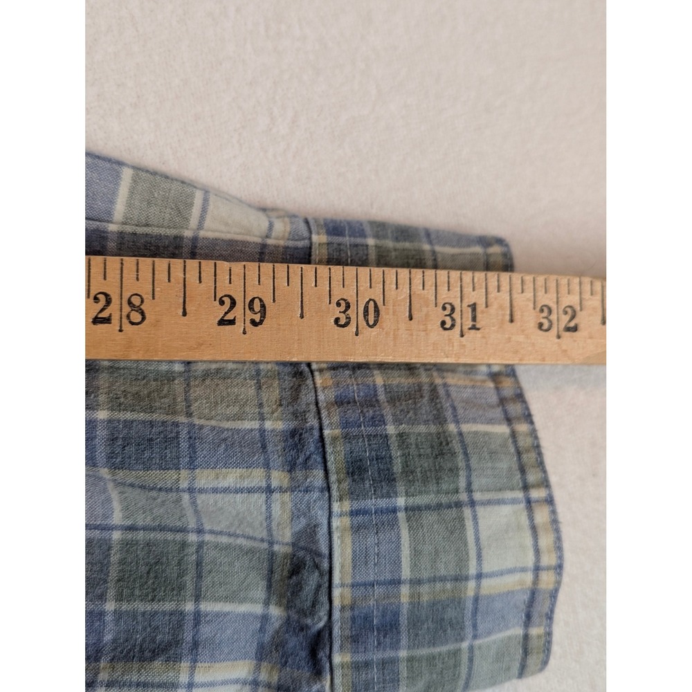 LL Bean Mens XL Brushed Scotch Traditional Plaid Button Down Shirt Blue Green - Picture 11 of 12